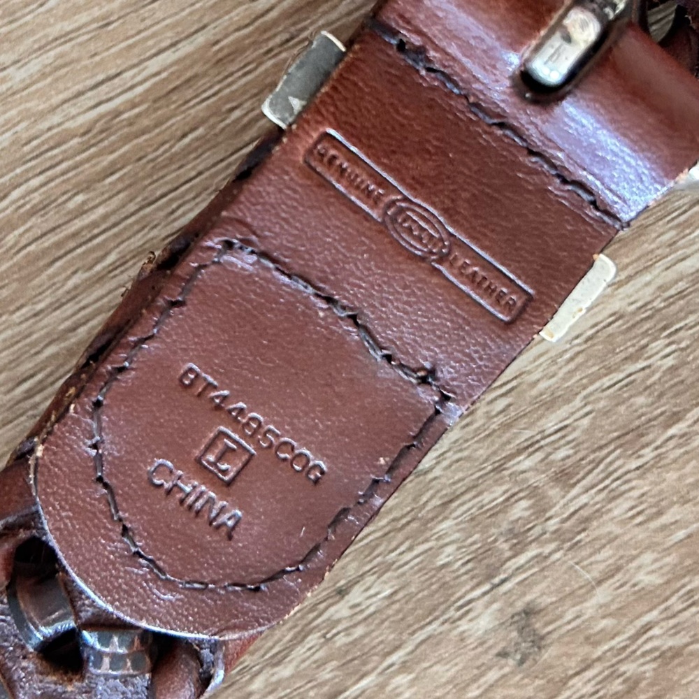 Vintage Woven vertebrae silver brass women’s Brown real Leather Belt L - Picture 6 of 11